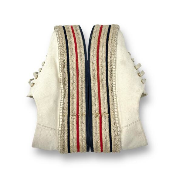 Gucci Lilibeth GG Web Logo Canvas Lace Up Espadrille Platform Sneaker Cream EU40 - Picture 4 of 14